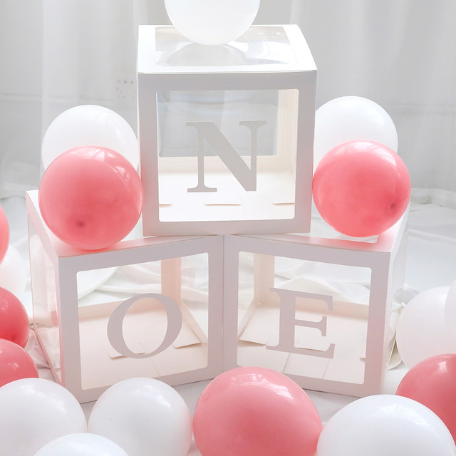 1st Birthday Balloon 'ONE' Boxes for 1 Year Old Baby first Birthday  Decorations Clear Cube Blocks 'ONE' Letters Photoshoot Props - AliExpress